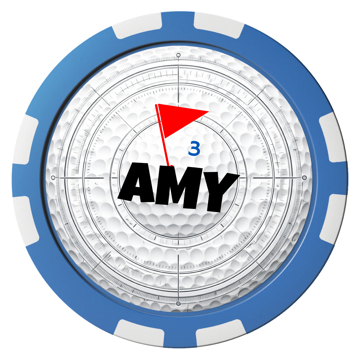 Ball Marcus Jr. Composite Poker Chips - Blue / 8 Stripe - Front