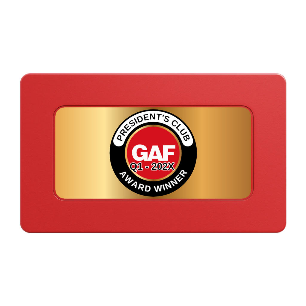 President's Club Rectangular Poker Chip Plaques - Red - Front