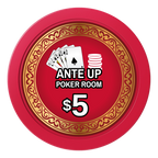 Ante Up Poker Room 2" Oversized Poker Chips - Red - Back