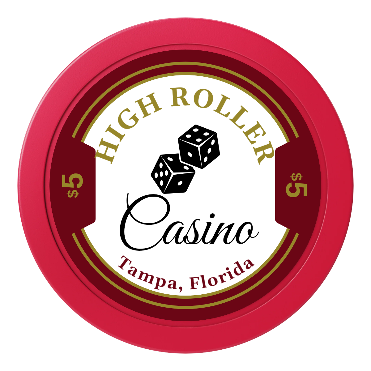 High Roller Casino 2" Composite Dealer Button - Red - Back