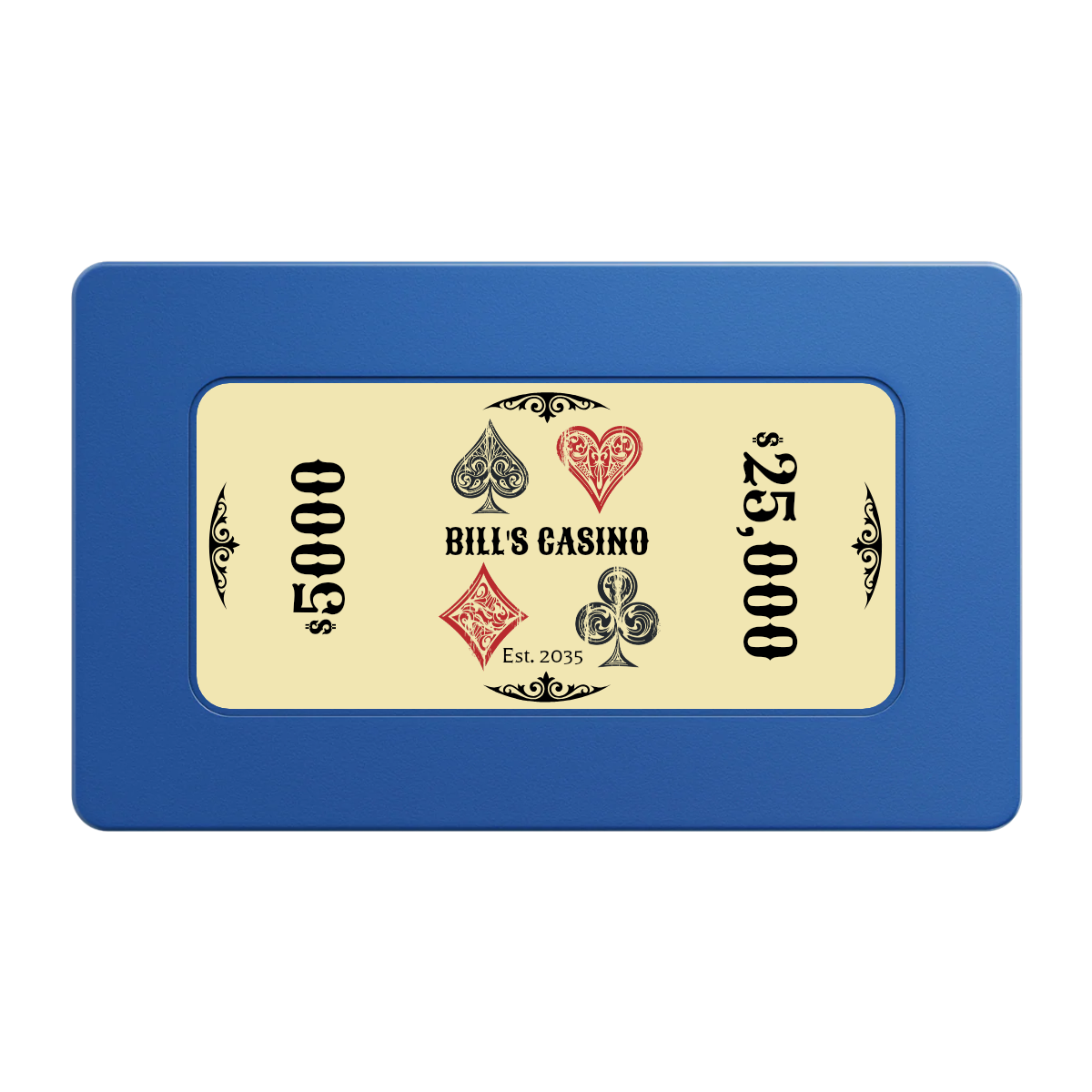 Vintage Four Suits Rectangular Poker Chip Plaques - Blue - Front