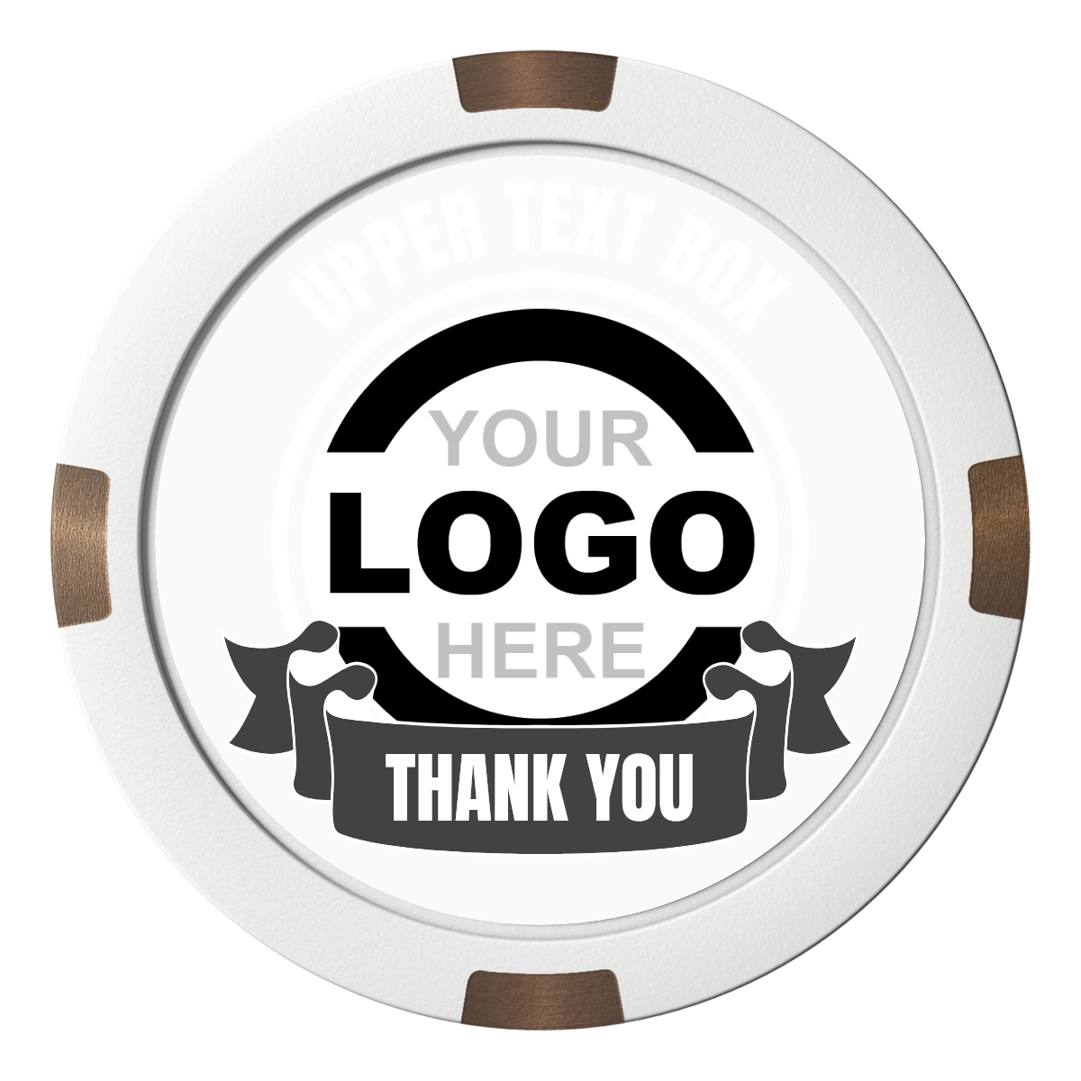 Lower Banner Composite & Metal Hybrid Poker Chips - White - Front