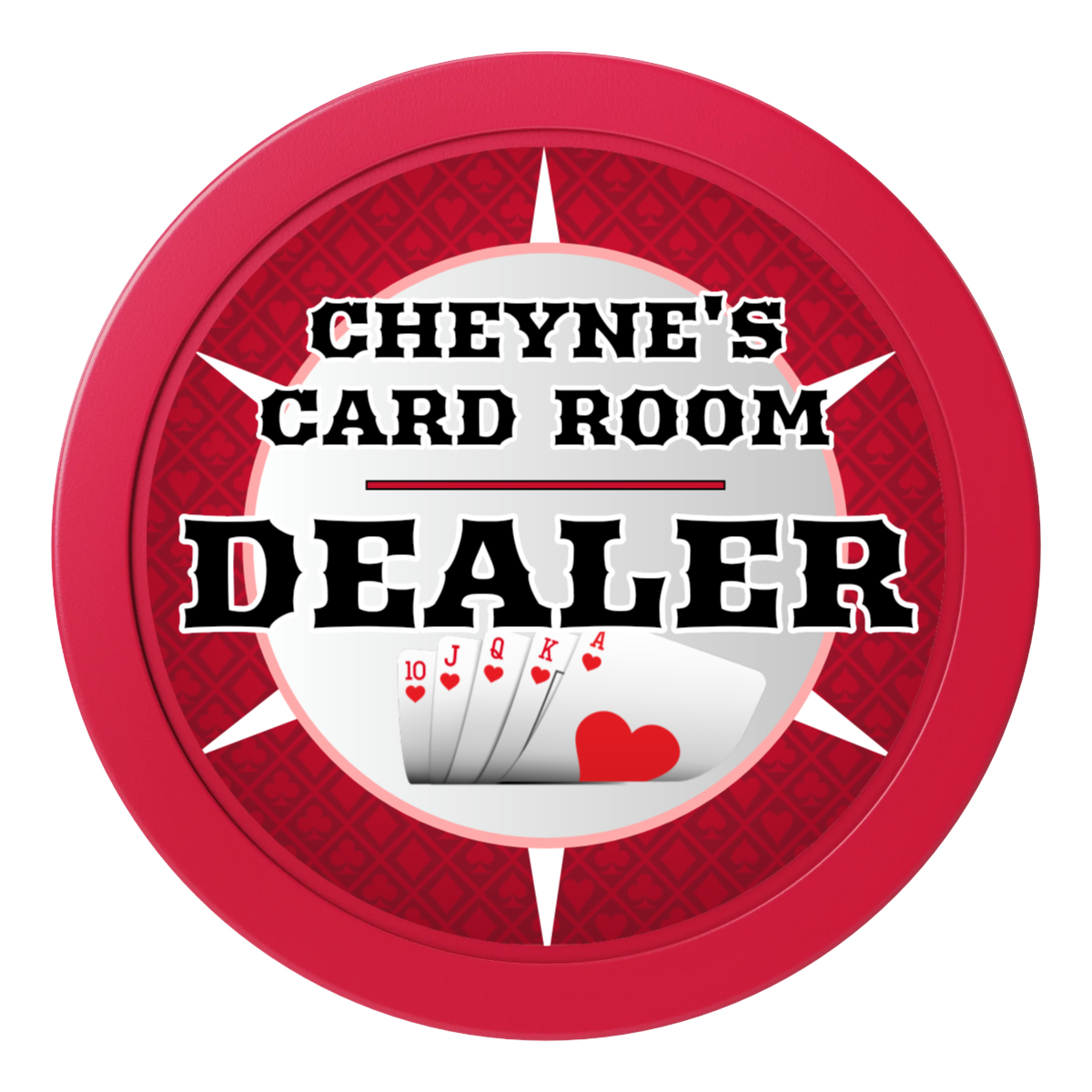Cheyne's Card Room 2" Composite Dealer Button - Red - Front