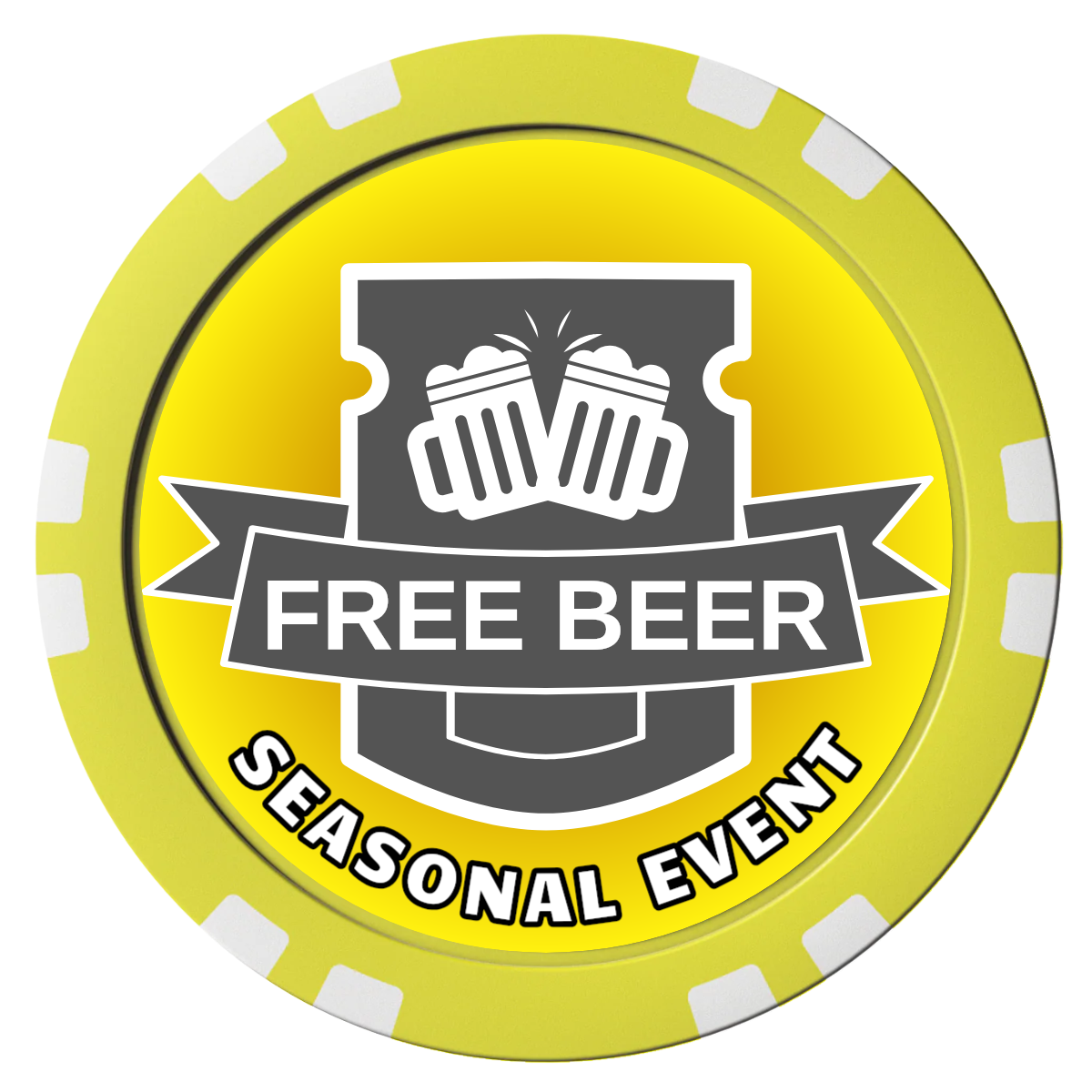 Craft Beer #001 Composite Poker Chips - Yellow / Double Stripe - Front