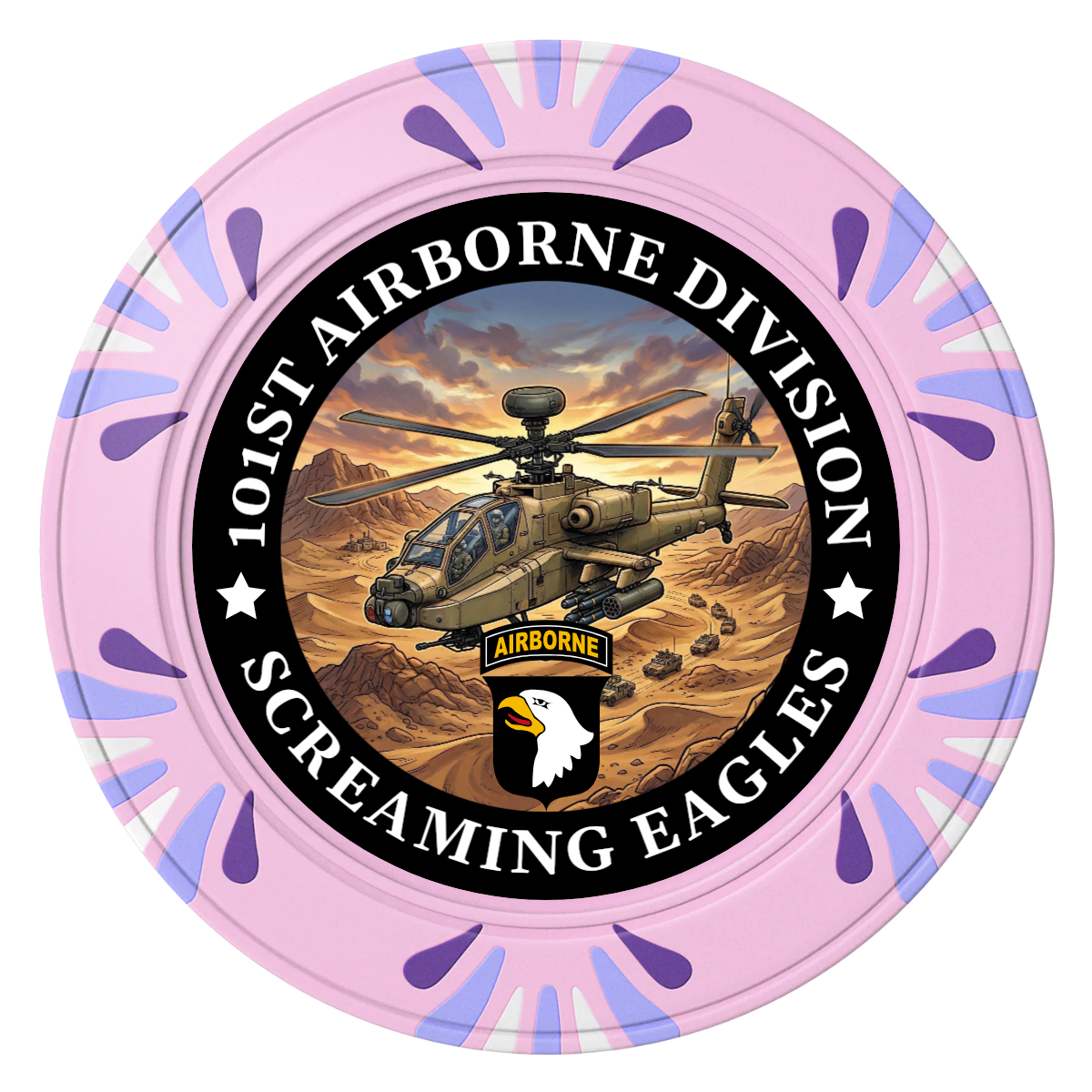 Army Airborne Clay Poker Chips - Pink / Macau / 40mm - Front