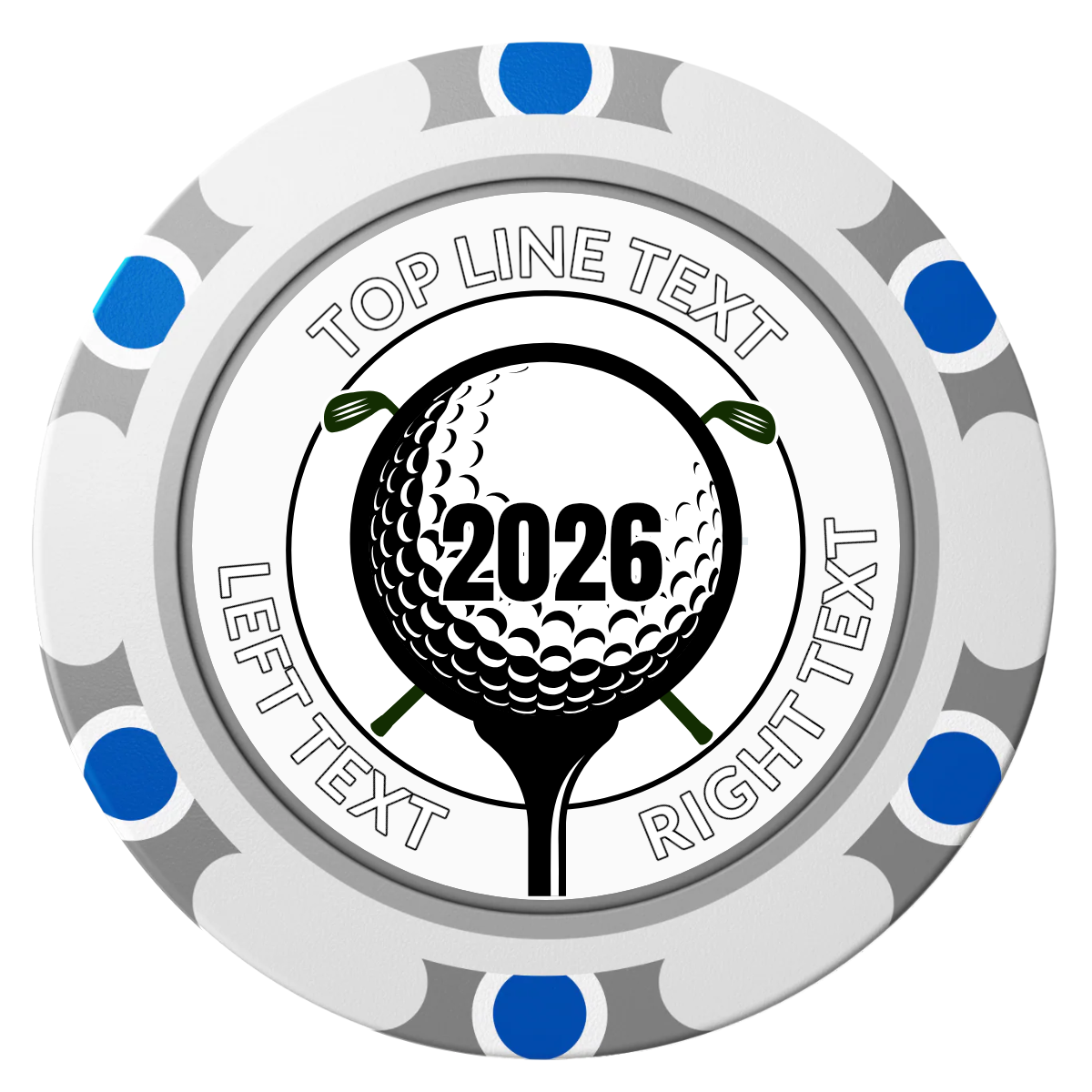 Tee it up Clay Poker Chips - White / Monte Carlo / 40mm - Front