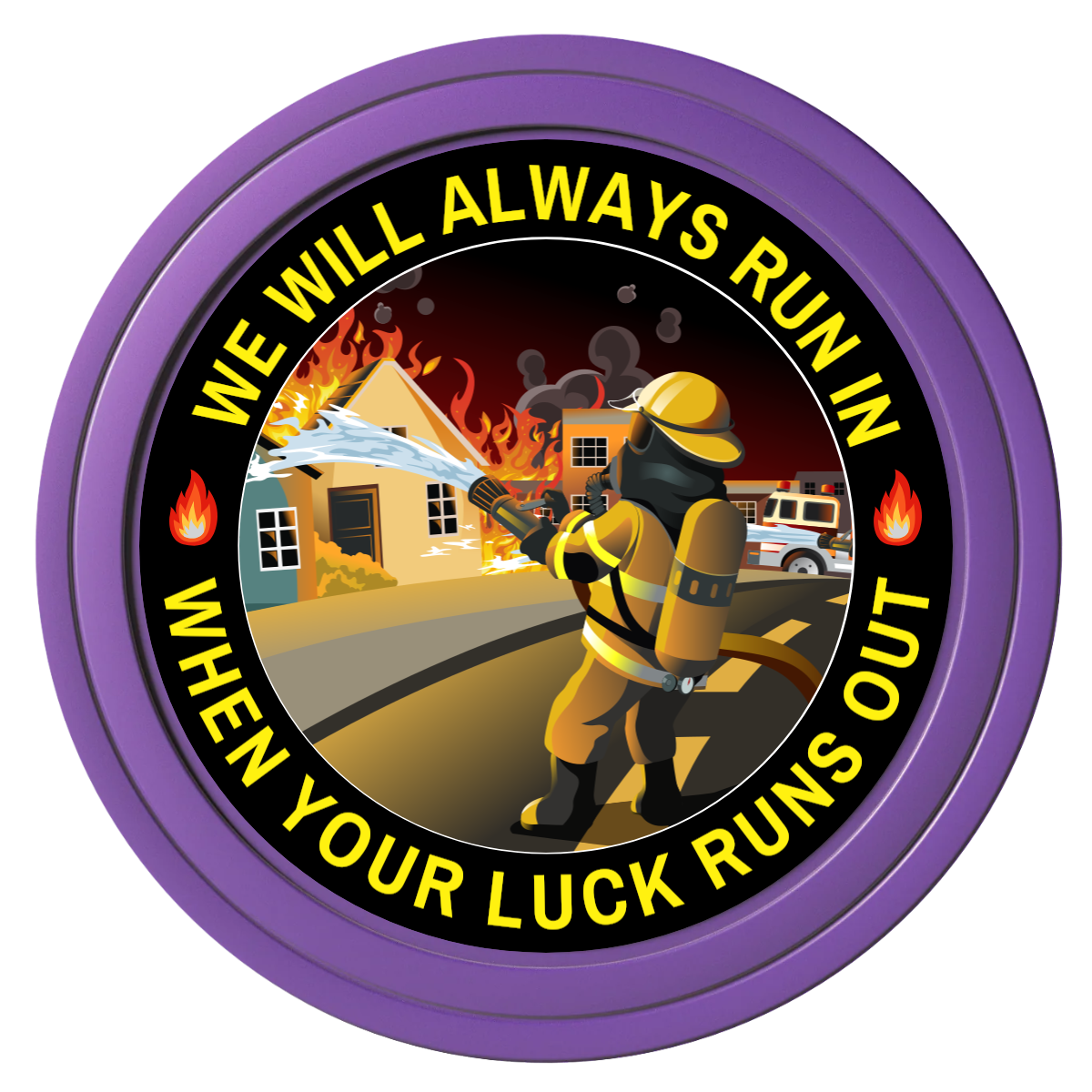 Firefighter Maltese Cross Composite Poker Chips - Purple / Solid - Front