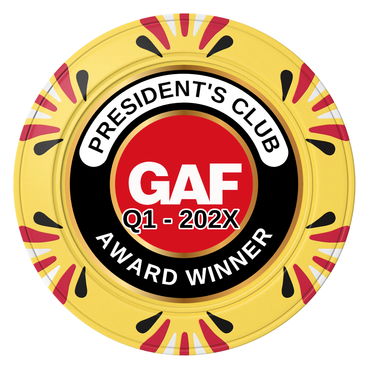 President's Club Clay Poker Chips - Yellow / Macau / 40mm - Front