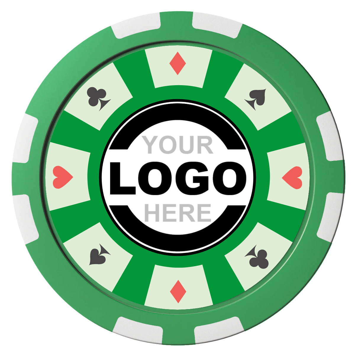 Suit 8 Your Logo Composite Poker Chips - Green / 8 Stripe - Front