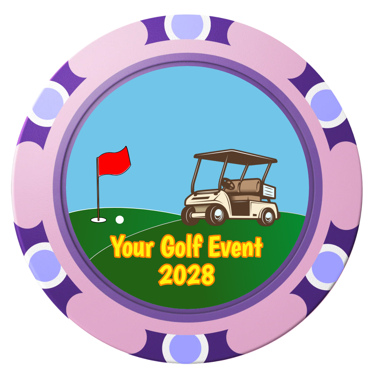 Going Golfing Today Clay Poker Chips - Pink / Monte Carlo / 40mm - Front