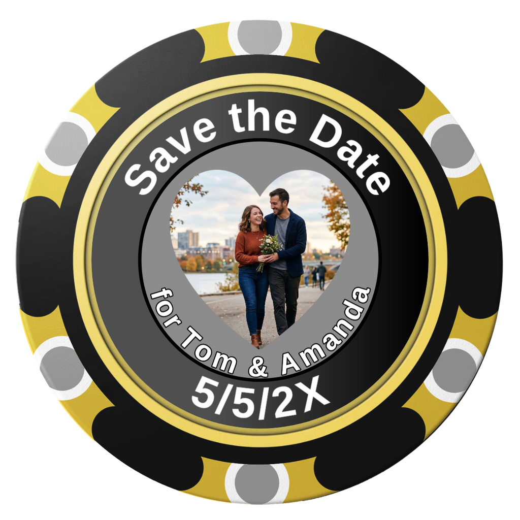 Save the Date #01 Clay Poker Chips - Black / Monte Carlo / 40mm - Back