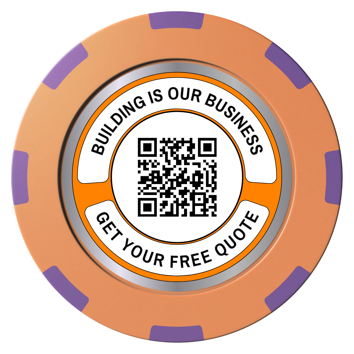 Acme Construction Clay Poker Chips - Orange / 8 Spot (2 Tone) / 40mm - Front