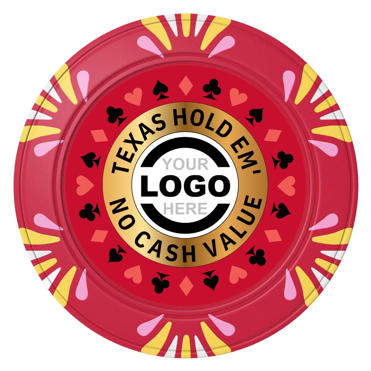 Texas Hold Em' Clay Poker Chips - Red / Macau / 40mm - Front