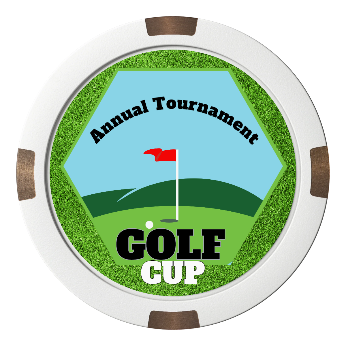 Golf Cup Composite & Metal Hybrid Poker Chips - White - Back
