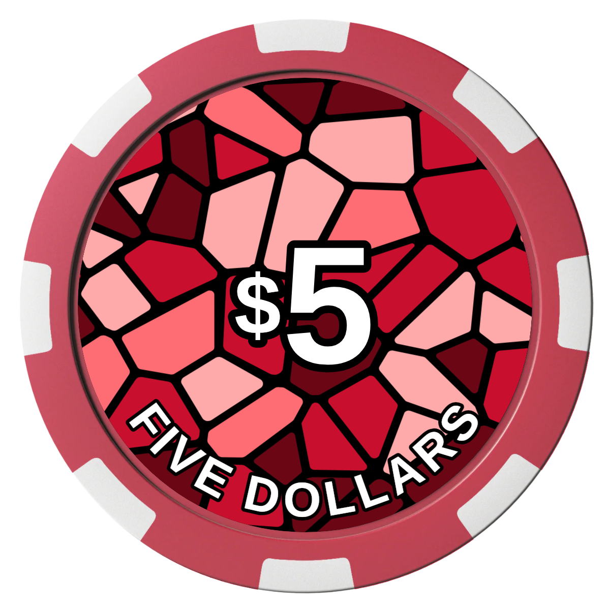 Stained Glass Composite Poker Chips - Red / 8 Spot - Front