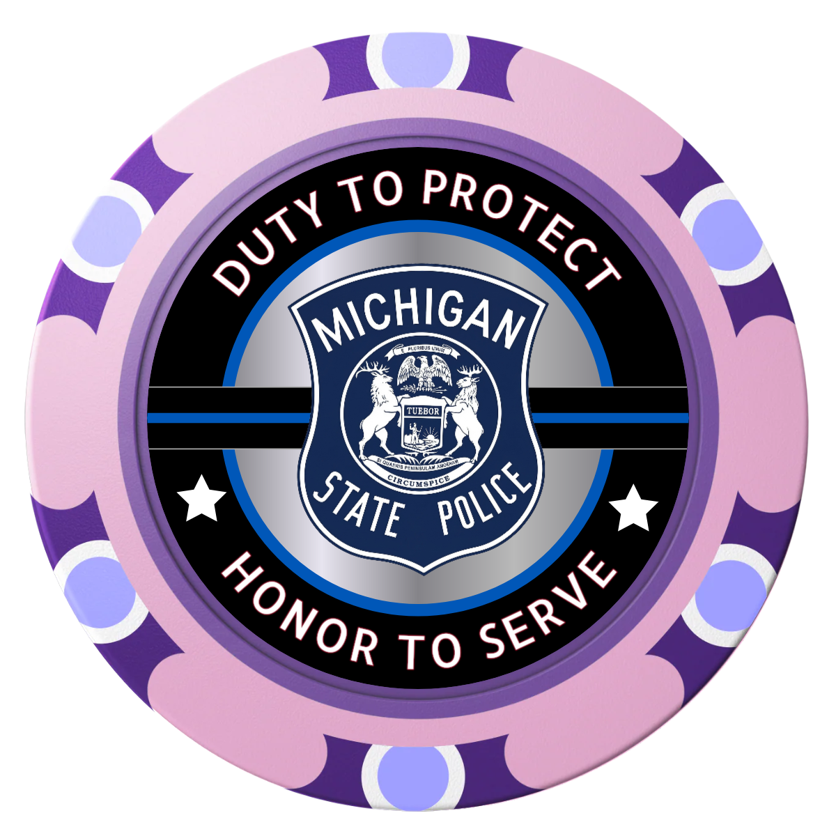Police Department #01 Clay Poker Chips - Pink / Monte Carlo / 40mm - Front