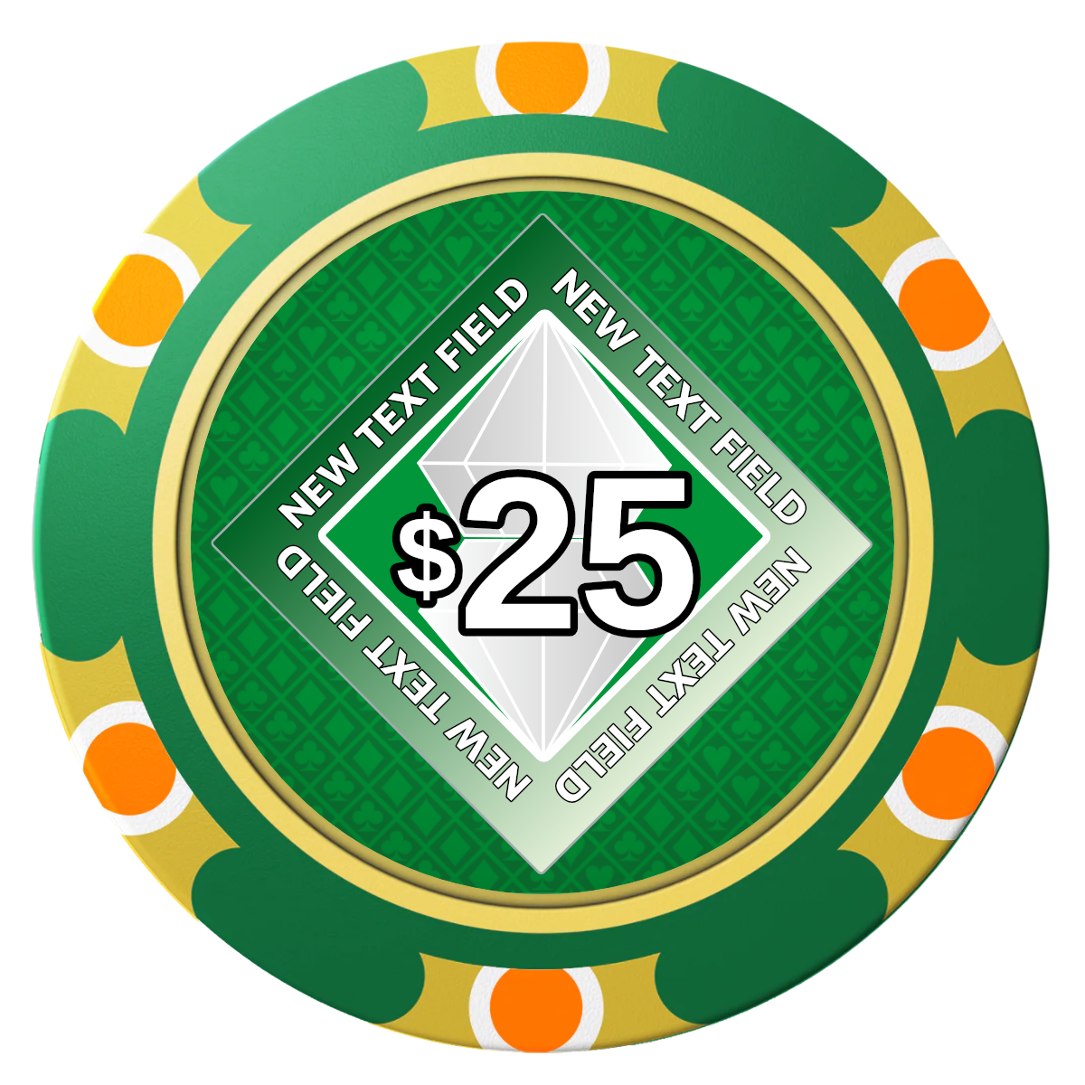 Diamond in the Rough Clay Poker Chips - Green / Monte Carlo / 40mm - Front