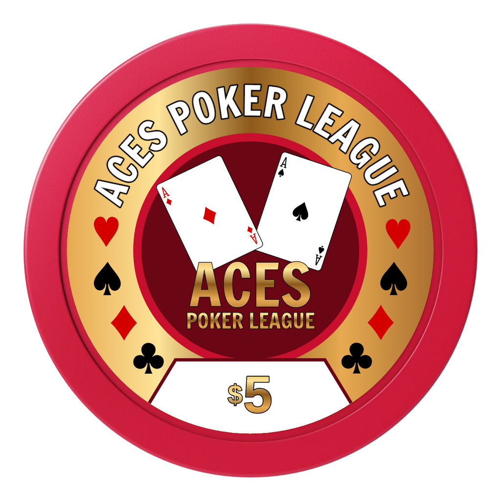 Aces Poker League 2" Oversized Poker Chips - Red - Front