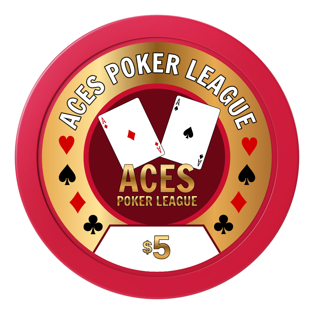 Aces Poker League 2" Oversized Poker Chips - Red - Front