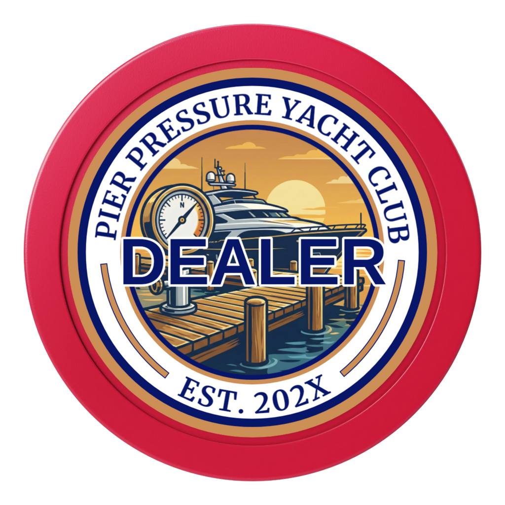 Anchor Down Card Room 2" Composite Dealer Button - Red - Back