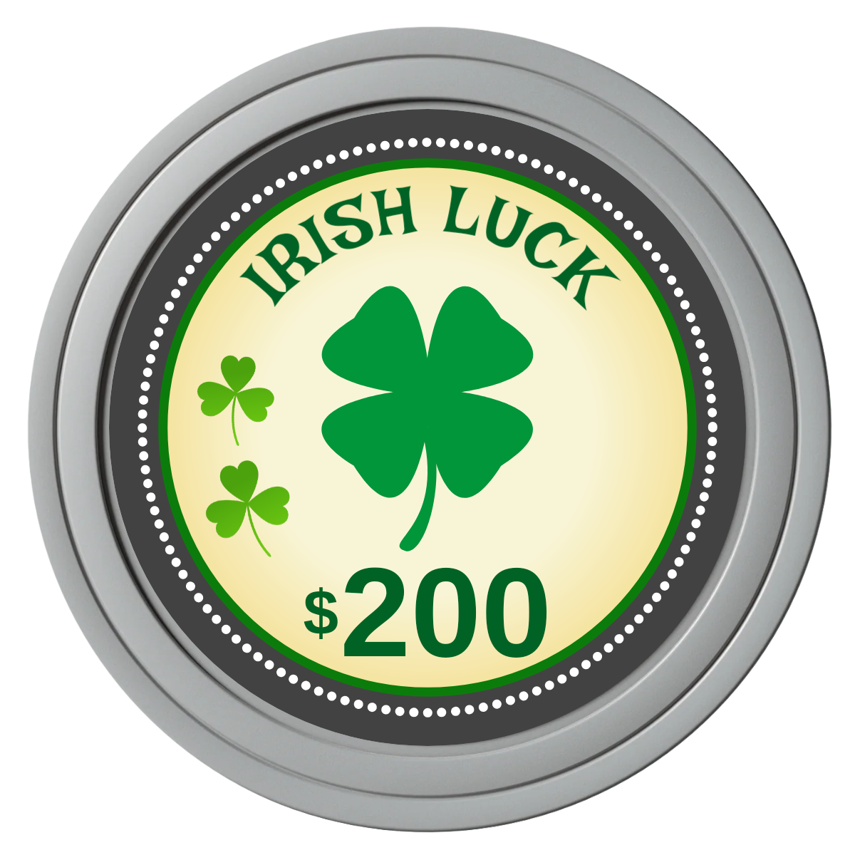 Irish Luck Composite Poker Chips - Gray / Solid - Front