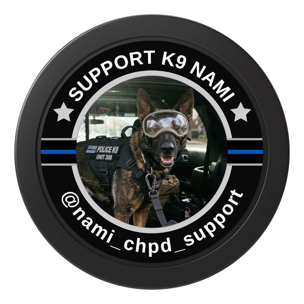 Police Department K9 #02 2" Oversized Poker Chips - Black - Front
