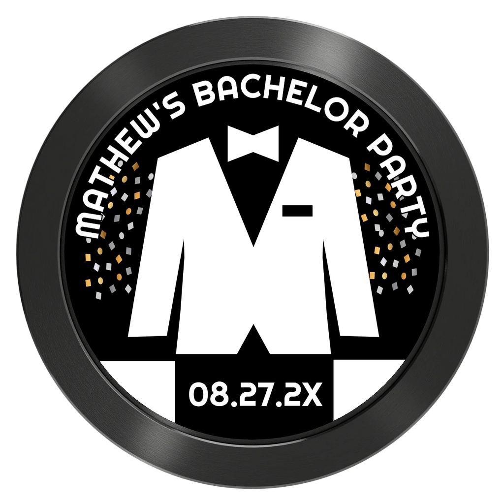 Bachelor No More Bowtie Aluminum Poker Chips - Black - Back