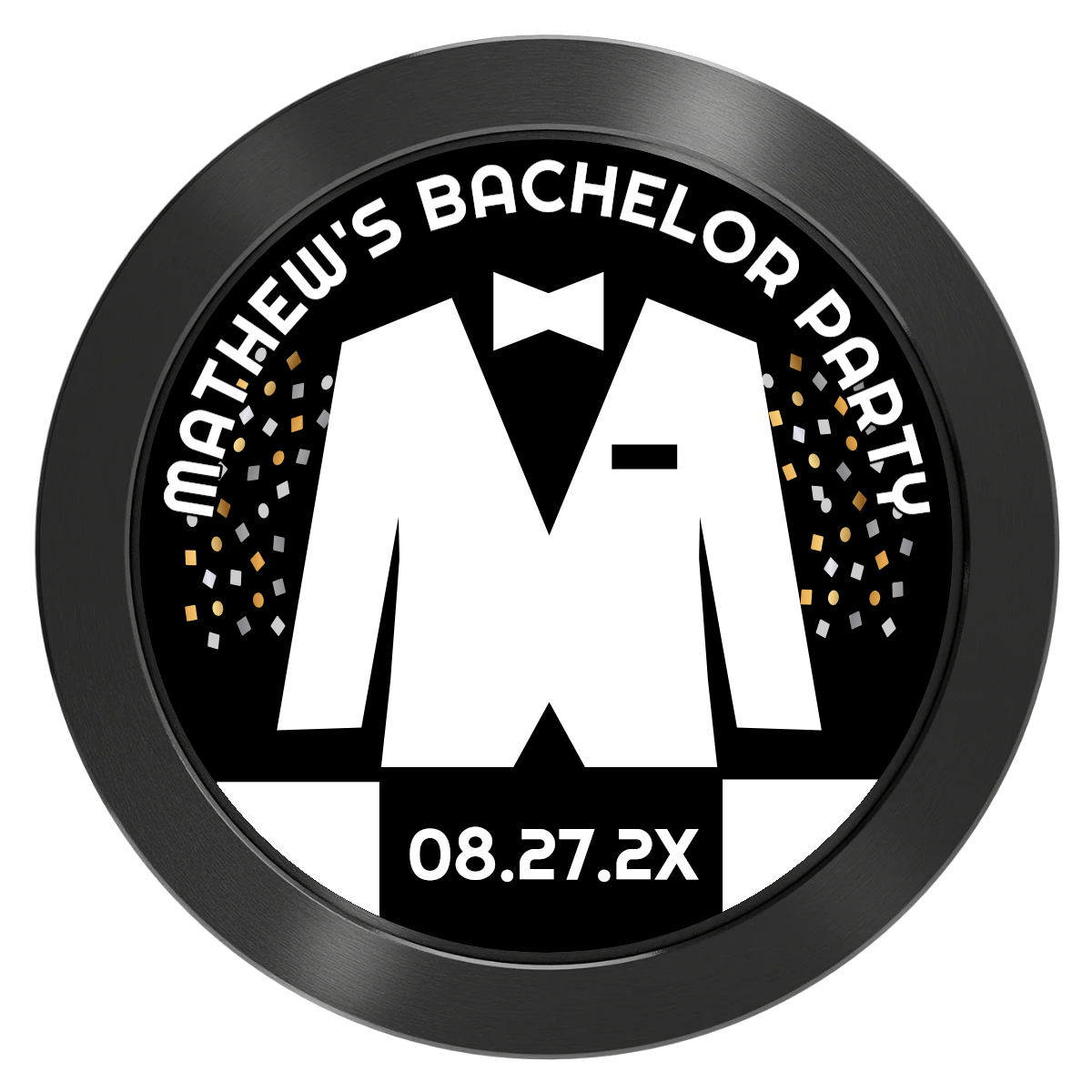Bachelor No More Bowtie Aluminum Poker Chips - Black - Back
