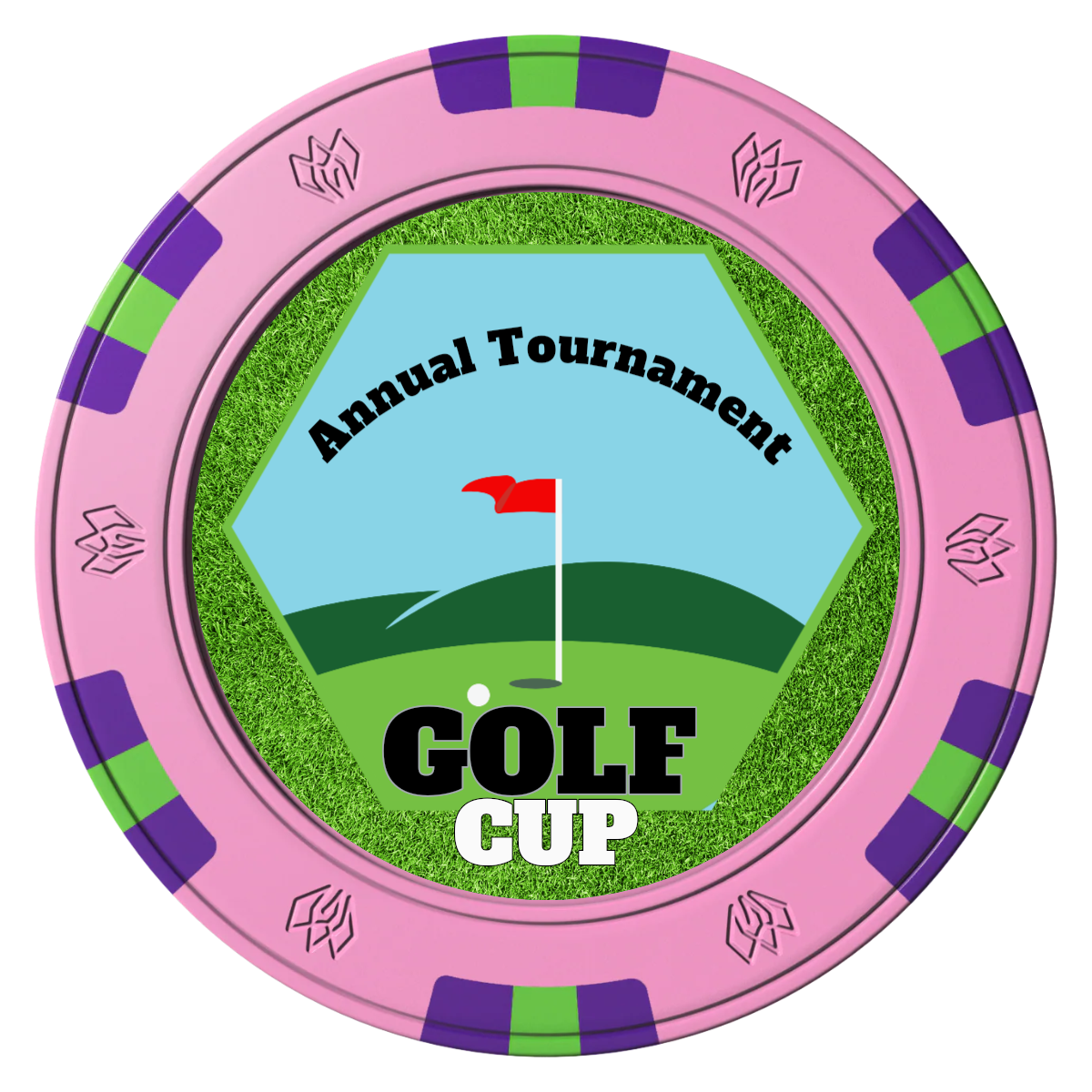 Golf Cup Clay Poker Chips - Pink / 6 Spot Gem / 43mm - Front