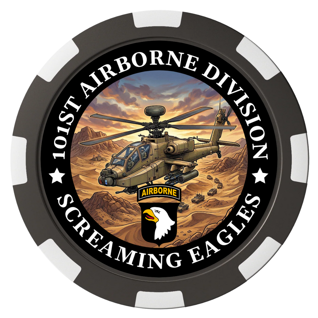 Army Airborne Magnetic Composite Poker Chips - Black / 8 Spot - Front
