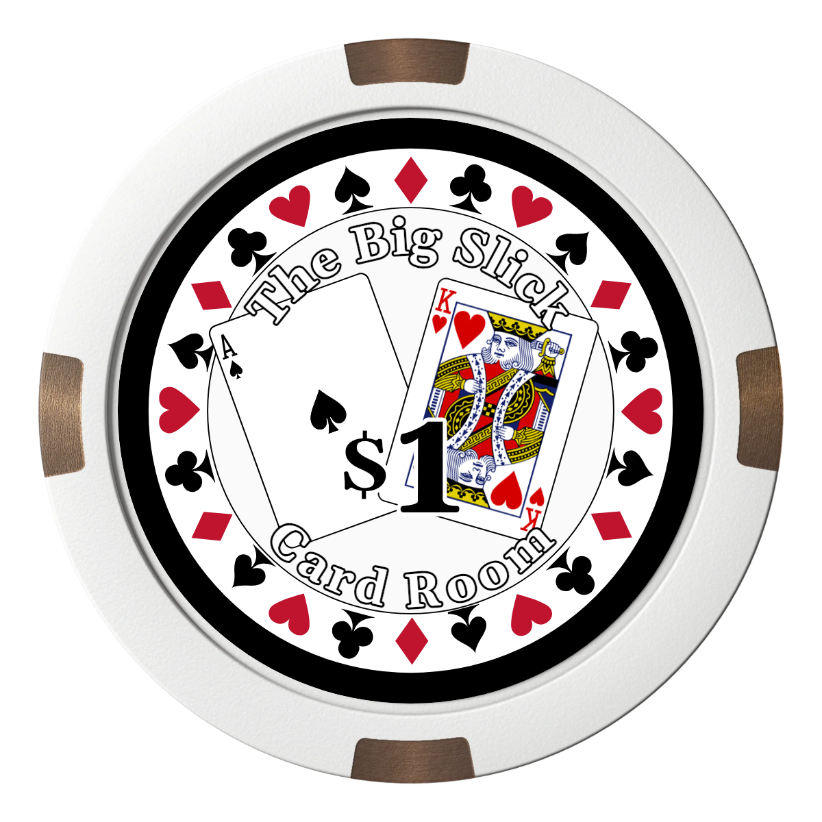AK Big Slick Composite & Metal Hybrid Poker Chips - White - Back