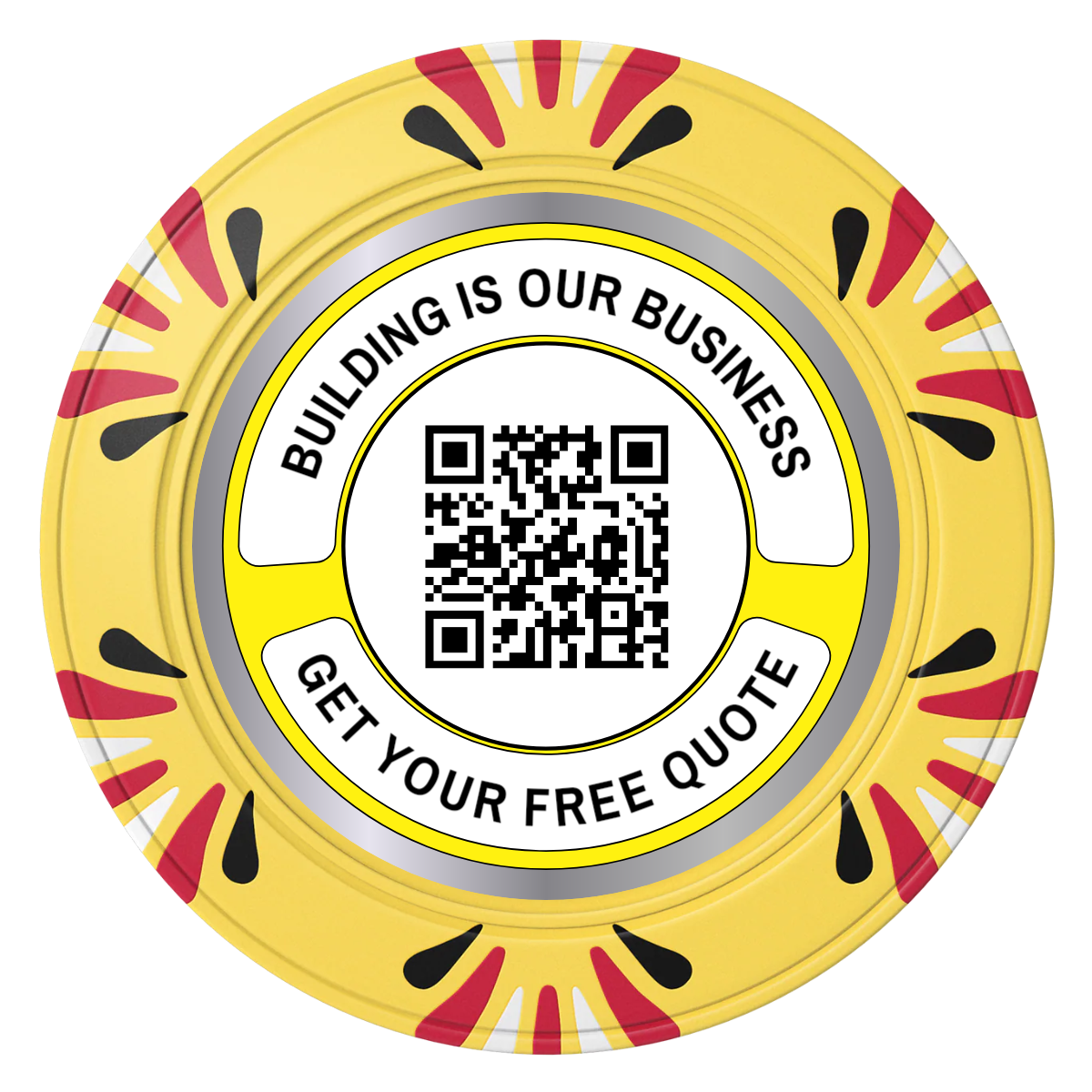 Acme Construction Clay Poker Chips - Yellow / Macau / 40mm - Front