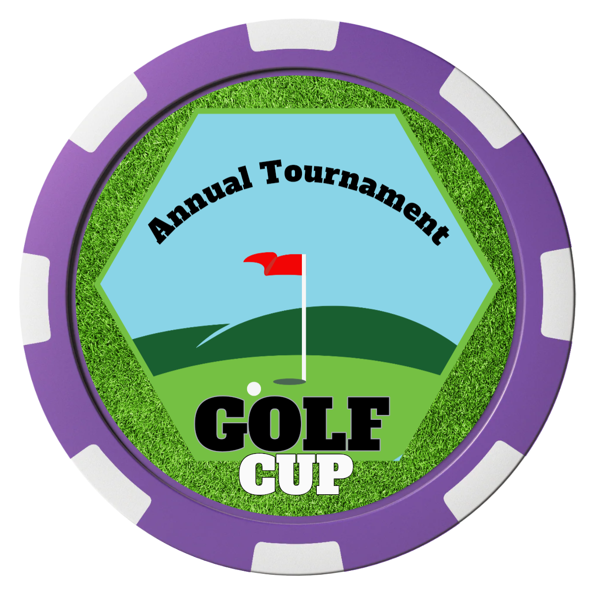 Golf Cup Composite Poker Chips - Purple / 8 Spot - Front