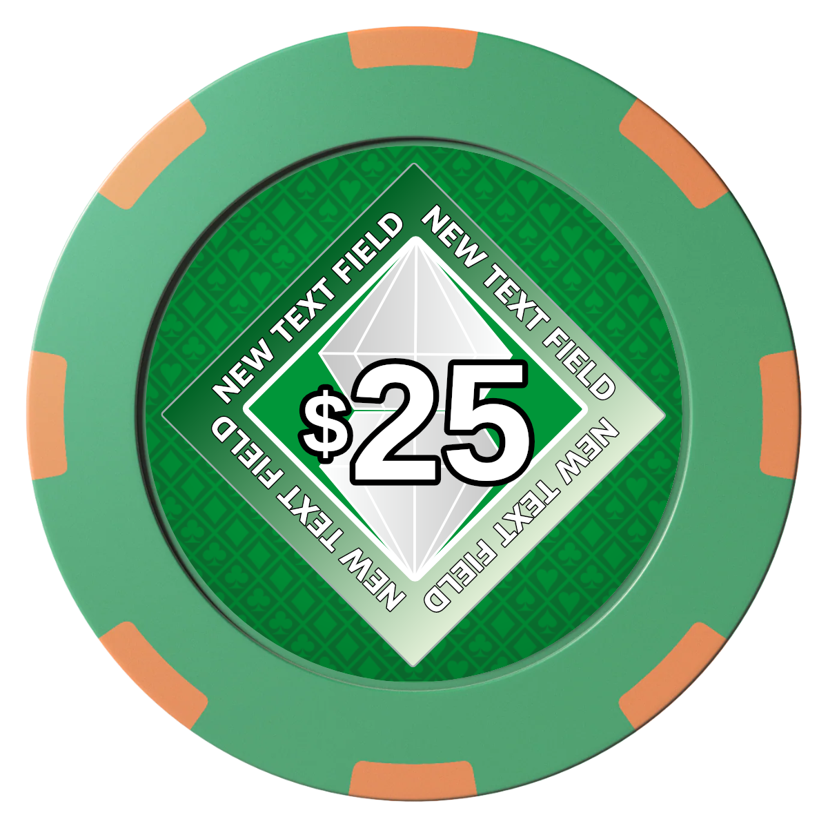 Diamond in the Rough Clay Poker Chips - Green / 8 Spot (2 Tone) / 40mm - Front