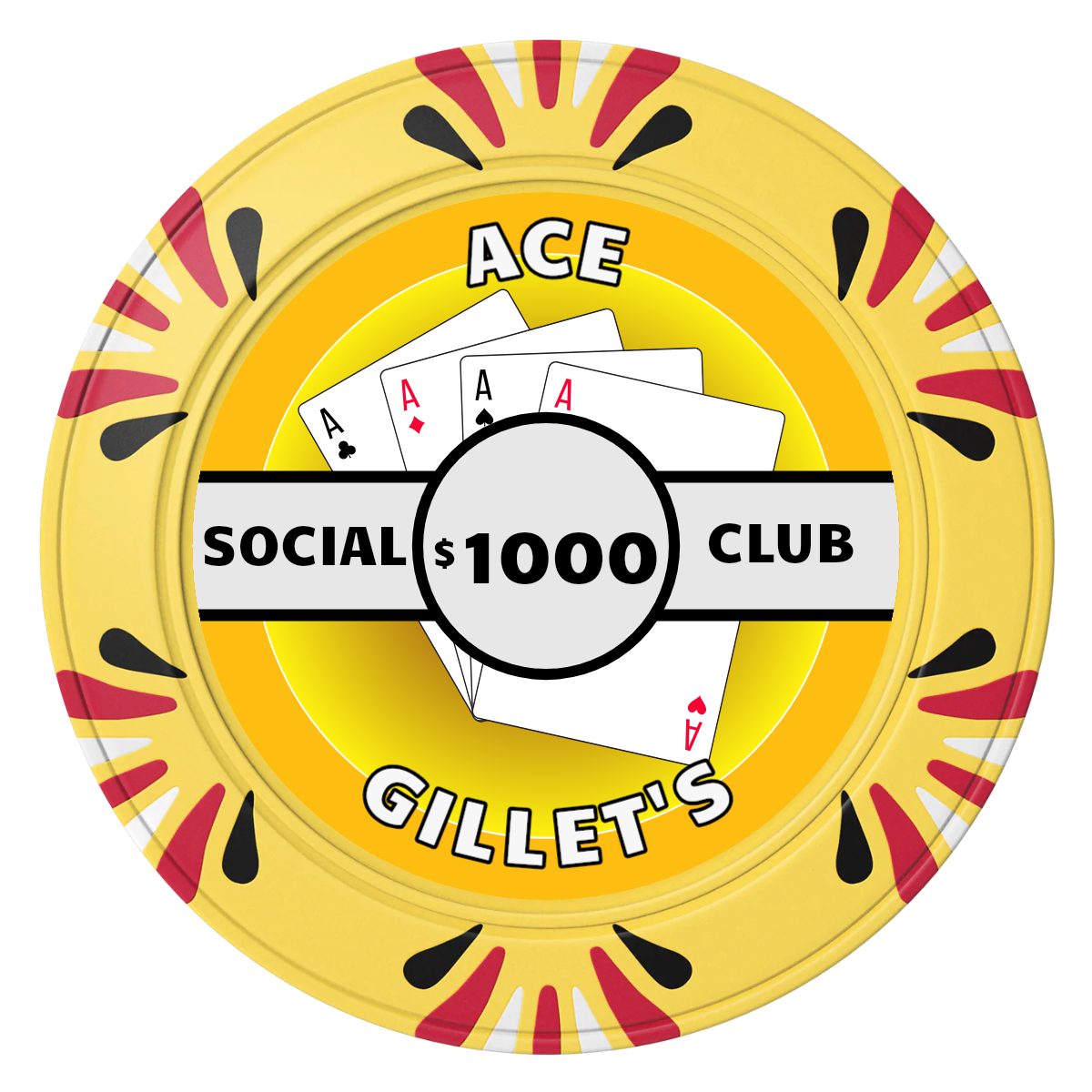 Ace Gillet's Clay Poker Chips - Yellow / Macau / 40mm - Front