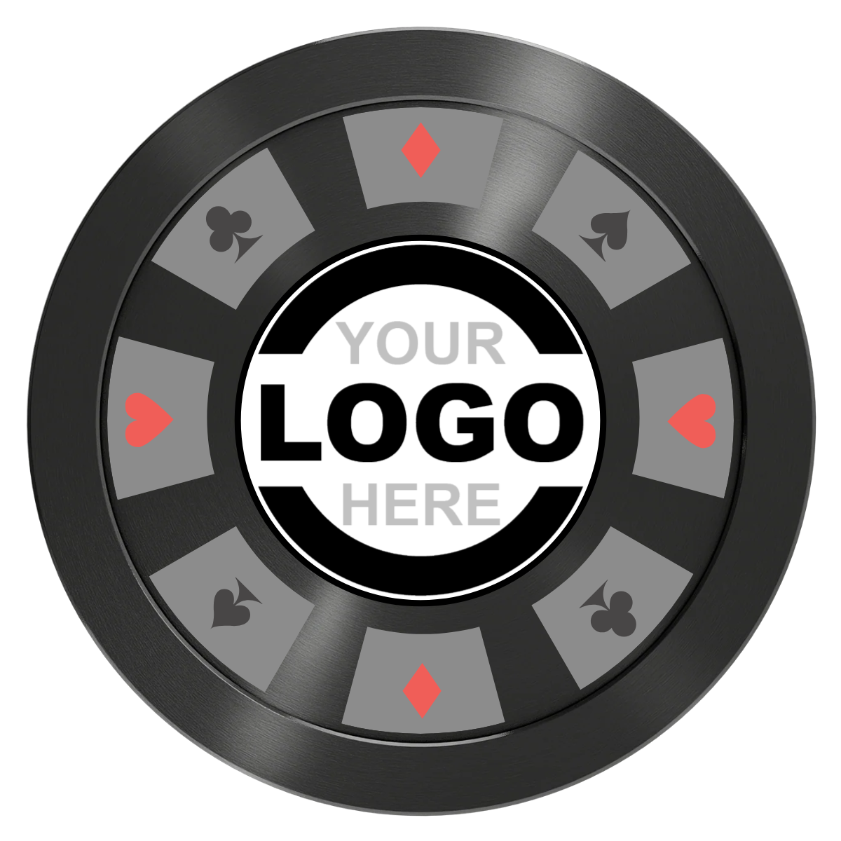 Suit 8 Your Logo Aluminum Poker Chips - Black - Back