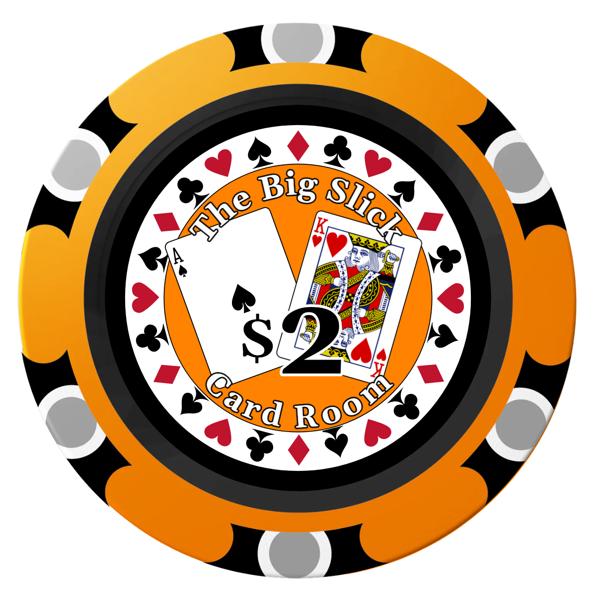 AK Big Slick Clay Poker Chips - Orange / Monte Carlo / 40mm - Front