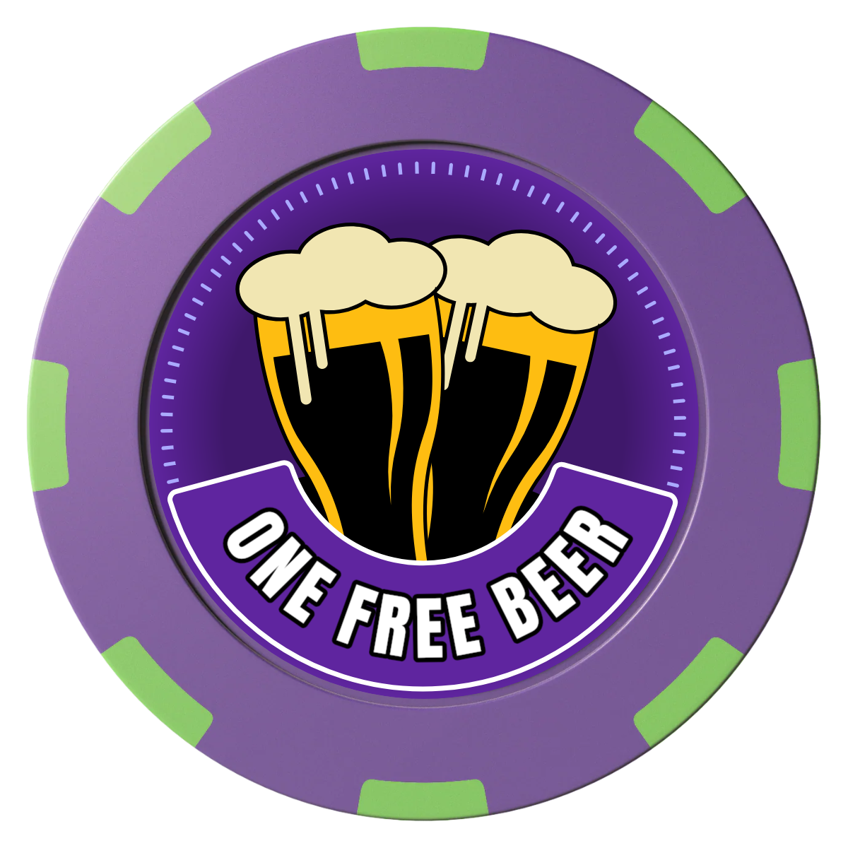 Double Pint 2 Clay Poker Chips - Purple / 8 Spot (2 Tone) / 40mm - Front