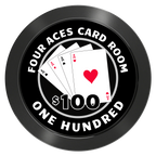 4 Aces Poker Room Aluminum Poker Chips - Black - Front