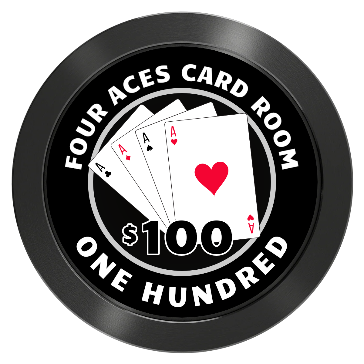 4 Aces Poker Room Aluminum Poker Chips - Black - Front