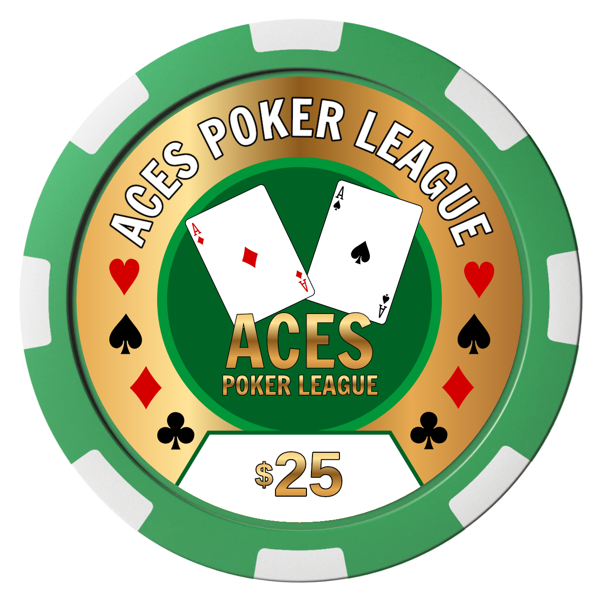 Aces Poker League Magnetic Composite Poker Chips - Green / 8 Spot - Front