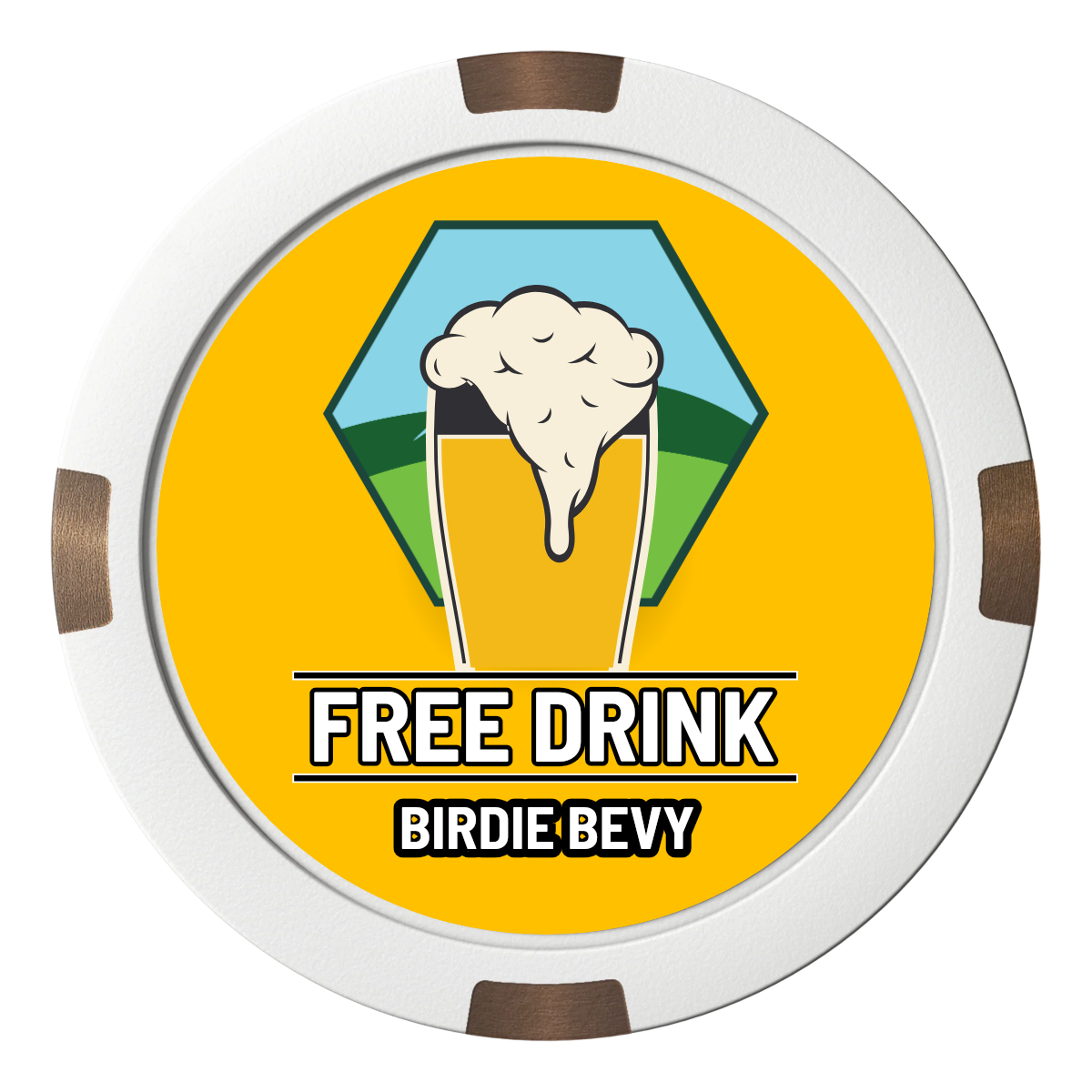 Birdy Bevy Composite & Metal Hybrid Poker Chips - White - Back