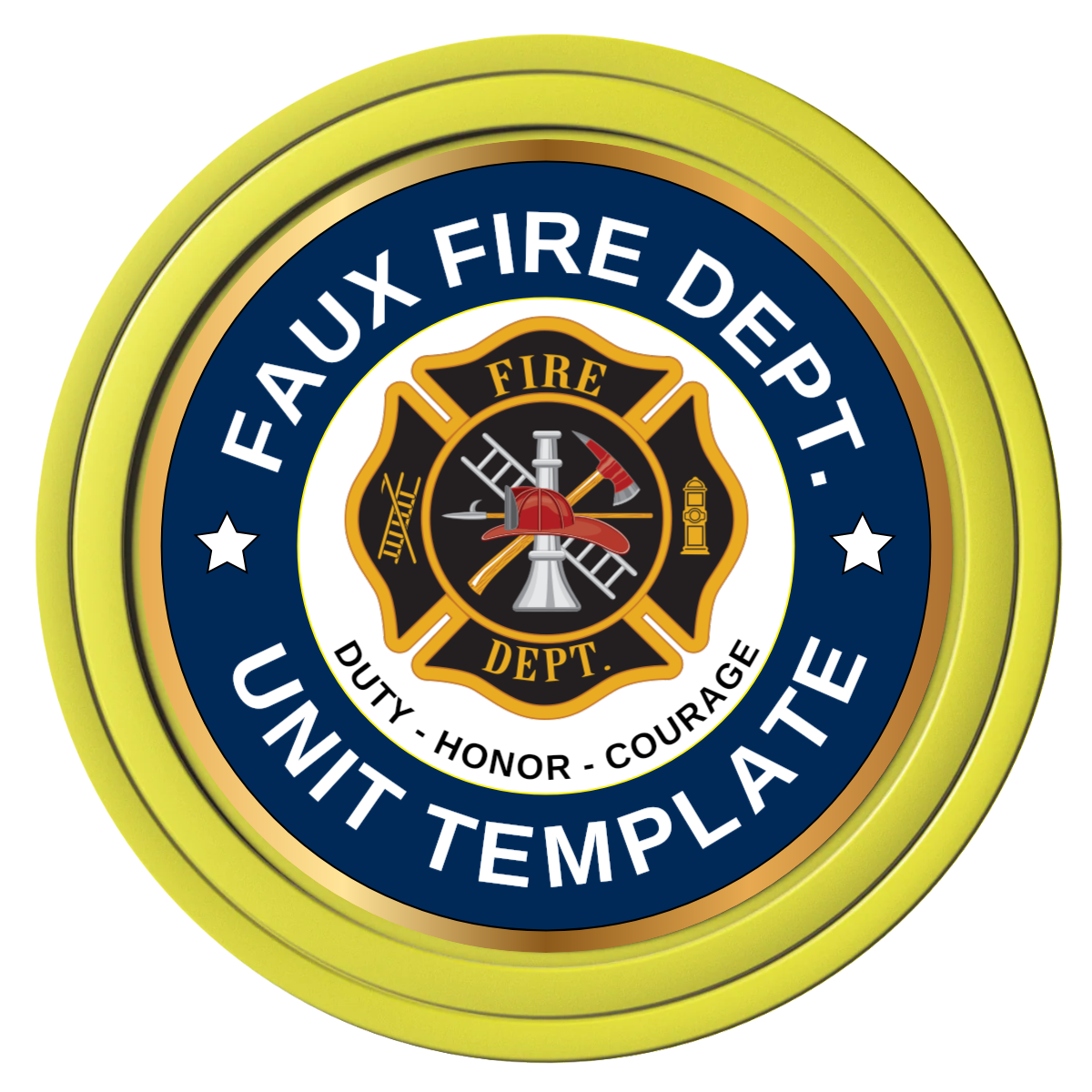 Faux Fire Dept. #01 Composite Poker Chips - Yellow / Solid - Front