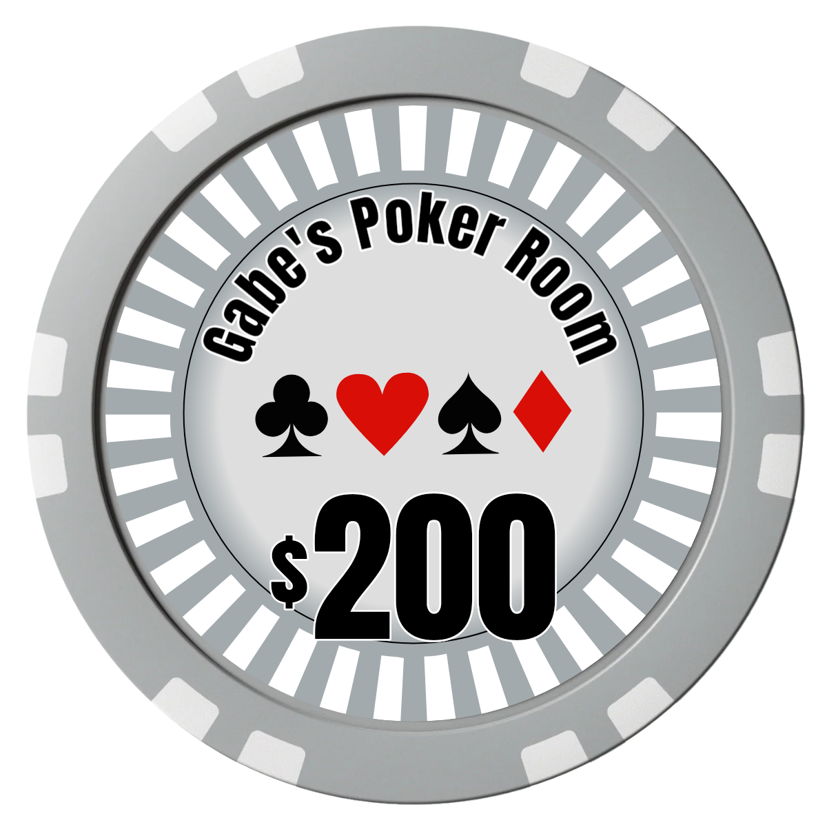 Gabe's Poker Room Composite Poker Chips - Gray / Double Stripe - Front