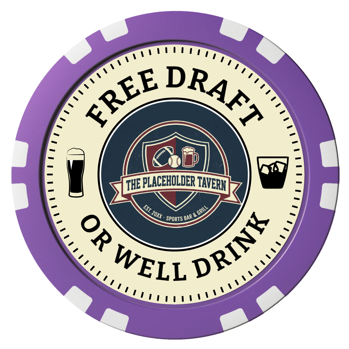 Beer Shop Composite Poker Chips - Purple / Double Stripe - Front