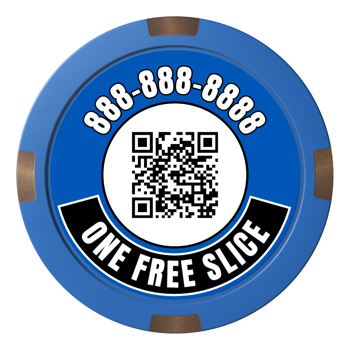 Brew Pub or Pizzeria with Logo Composite & Metal Hybrid Poker Chips - Blue - Back