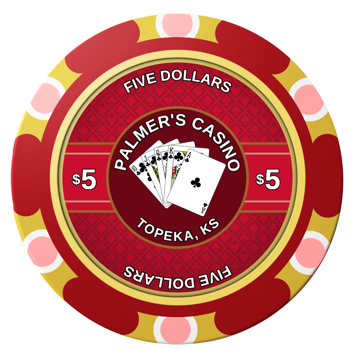 Palmer's Casino Clay Poker Chips - Red / Monte Carlo / 40mm - Front
