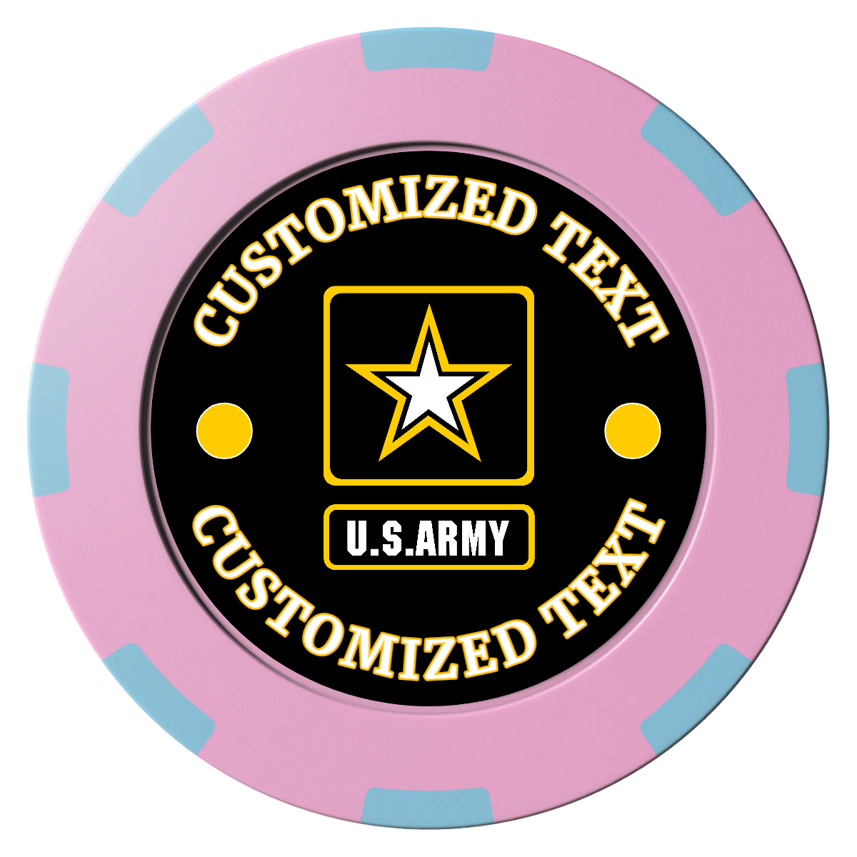 Army Strong Clay Poker Chips - Pink / 8 Spot (2 Tone) / 40mm - Front