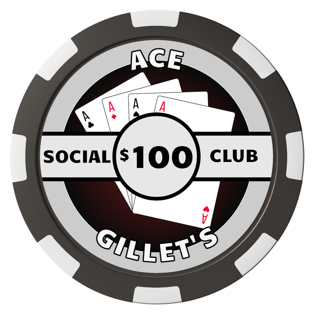 Ace Gillet's Magnetic Composite Poker Chips - Black / 8 Spot - Back