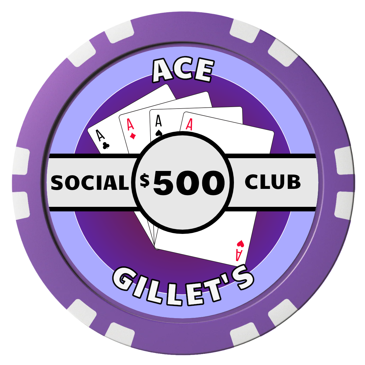 Ace Gillet's Composite Poker Chips - Purple / Double Stripe - Front